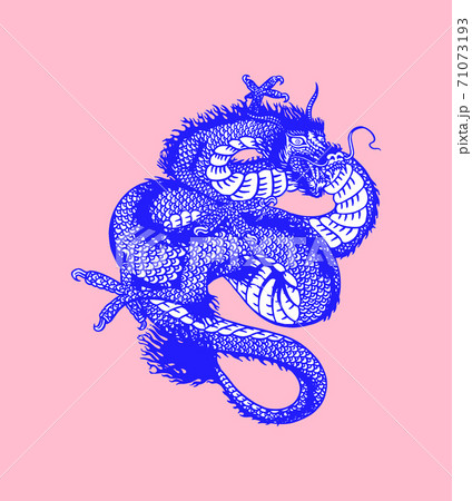 Japanese dragon. Mythological animal or Asian traditional reptile. Symbol for tattoo or label 71073193