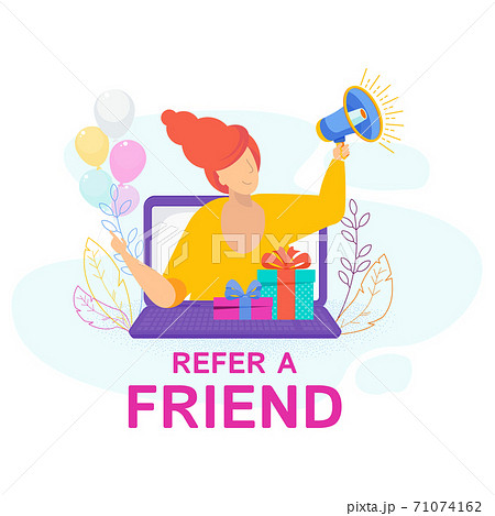 Refer a friend concept. Trendy flat vector style. 71074162