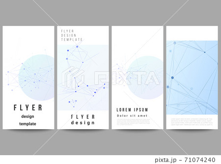 Vector layout of flyer, banner templates for website advertising design, vertical flyer design, website decoration backgrounds. Blue medical background with connecting lines and dots, plexus. Vector layout of flyer, banner templates for website advertising design, vertical flyer design, website decoration backgrounds. Blue medical background with connecting lines and dots, plexus. 71074240