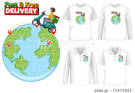 Set of mockup shirt with delivery theme Set of mockup shirt with delivery theme 71075832