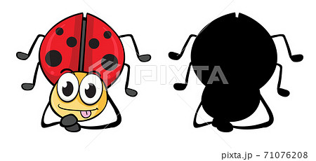 Set of insect cartoon character and its silhouette on white back 71076208