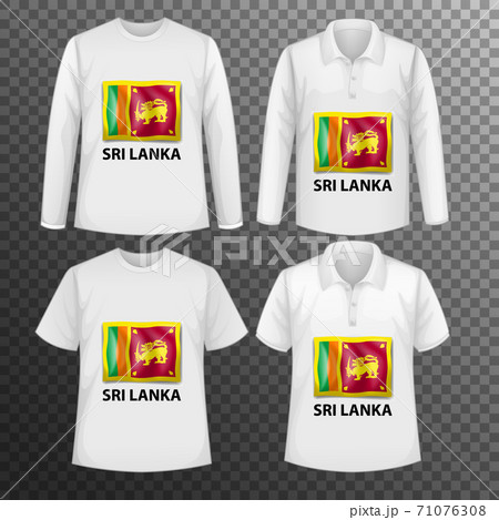 Set of different male shirts with Sri Lanka flag screen on shirt 71076308