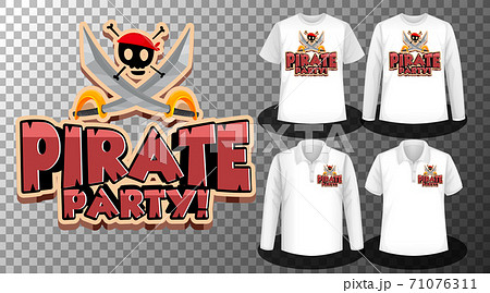 Pirate party logo with Set of different shirts with Pirate party Pirate party logo with Set of different shirts with Pirate party 71076311
