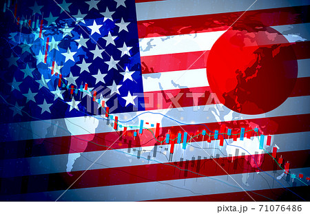 日本経済グローバルマーケットの背景デザインチャート素材 日本経済グローバルマーケットの背景デザインチャート素材 71076486