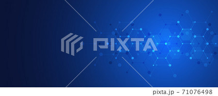 Abstract background of molecules. Molecular structures or chemical engineering, genetic research, innovation technology. Scientific, technical or medical concept. 71076498