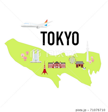 東京都地図と名所のイラスト素材