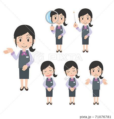 女性受付会社員のイラストセットのイラスト素材 女性受付会社員のイラストセットのイラスト素材