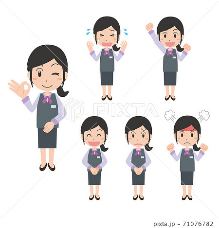女性受付会社員のイラストセットのイラスト素材