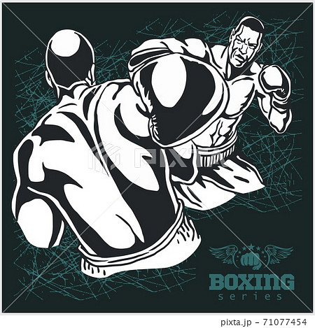 Boxing Match - Retro Illustration on grunge background Boxing Match - Retro Illustration on grunge background 71077454