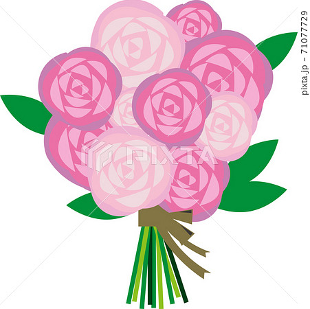 可愛いピンクバラのクラッチブーケのイラストのイラスト素材