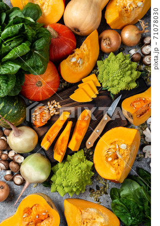 Ingredients for cooking dietary vegetarian food. Top view. 71078030