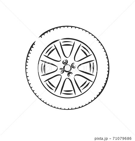 Car wheel vector sketch icon isolated on background. Hand drawn car wheel, vector sketch illustration Car wheel vector sketch icon isolated on background. Hand drawn car wheel, vector sketch illustration 71079686