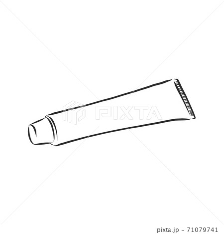 Toothpaste tube hand drawn outline doodle icon. Hygiene, daily dental care, tooth cosmetics medical concept. toothpaste tube, vector sketch illustration 71079741
