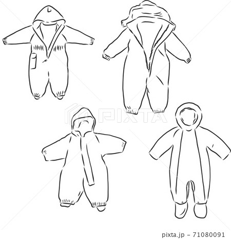 Children's jumpsuit with the hood. Sketch. children's winter jumpsuit vector sketch illustration Children's jumpsuit with the hood. Sketch. children's winter jumpsuit vector sketch illustration 71080091