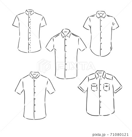 Man's fashion short sleeved shirt technical vector drawing, men's shirt, vector sketch illustration 71080121