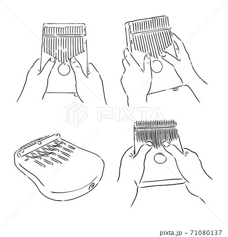 Thump piano or kalimba or thumb piano isolated on white vector cartoon icon illustration. Kalimba, vector sketch illustration, Kalimba, vector sketch illustration 71080137