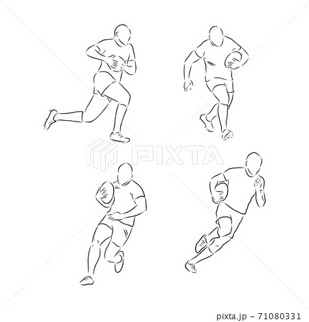 Running rugby player, abstract black vector silhouette, Rugby player, vector sketch illustration Running rugby player, abstract black vector silhouette, Rugby player, vector sketch illustration 71080331