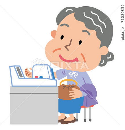 血圧測定 高齢者 女性 イラストのイラスト素材