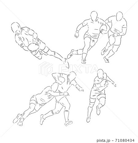 Running rugby player, abstract black vector silhouette, Rugby player, vector sketch illustration Running rugby player, abstract black vector silhouette, Rugby player, vector sketch illustration 71080434