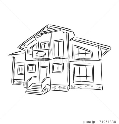 building hand drawing, house vector sketchのイラスト素材 [71081330