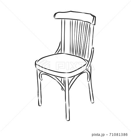 Vector Hand Drawn Sketch of wooden Chair stool. 71081386