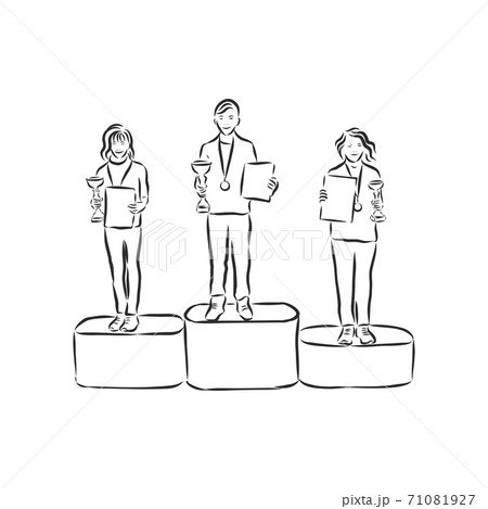 Sketch style illustration of an athlete winner, 71081927