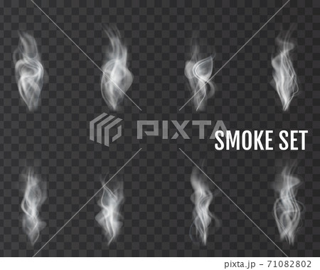 Realistic smoke transparent icon set 71082802