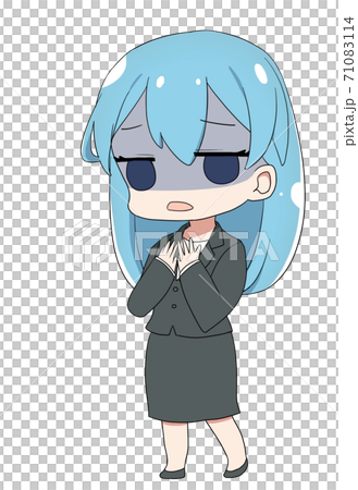 スーツ姿の女性 ミニキャラ 不信 スーツ姿の女性 ミニキャラ 不信 71083114