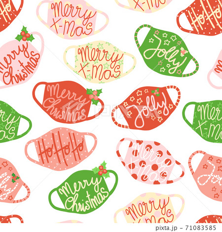Christmas face masks seamless vector background. Coronavirus pandemic related Holiday design Christmas face masks seamless vector background. Coronavirus pandemic related Holiday design 71083585