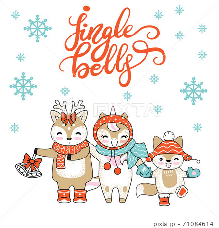 Christmas Card Congratulations With Cute のイラスト素材