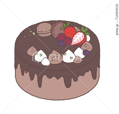 チョコのドリップケーキのイラスト素材