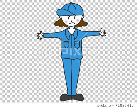 A woman in work clothes to put a stop on A woman in work clothes to put a stop on 71085413