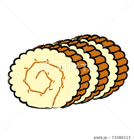 日本食 お節 縁起物 伊達巻き イラスト 日本食 お節 縁起物 伊達巻き イラスト 71086313