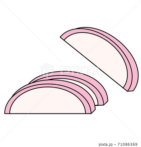 日本食　お節　縁起物　かまぼこ　イラスト 71086369