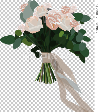 クラシカルで可愛いピンクバラのクラッチブーケのイラストのイラスト素材 クラシカルで可愛いピンクバラのクラッチブーケのイラストのイラスト素材