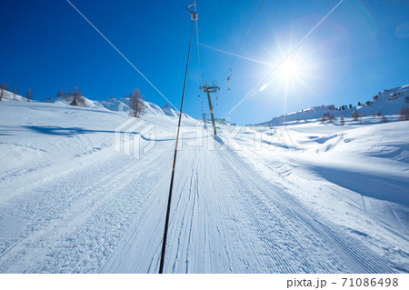 T bar ski lift in European Alps 71086498