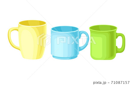 Porcelain or Ceramic Cups with Handle for Drinking Tea Vector Set Porcelain or Ceramic Cups with Handle for Drinking Tea Vector Set 71087157