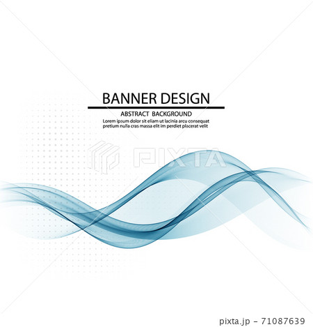 Abstract smooth color wave vector. Curve flow blue motion illustration. Smoke design. Vector lines. 71087639