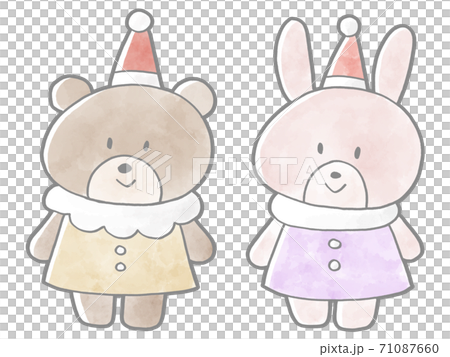 Bears and rabbits with the image of Christmas 71087660