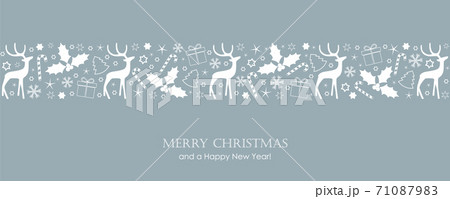 christmas card with deer berry star gift and snowflake border 71087983