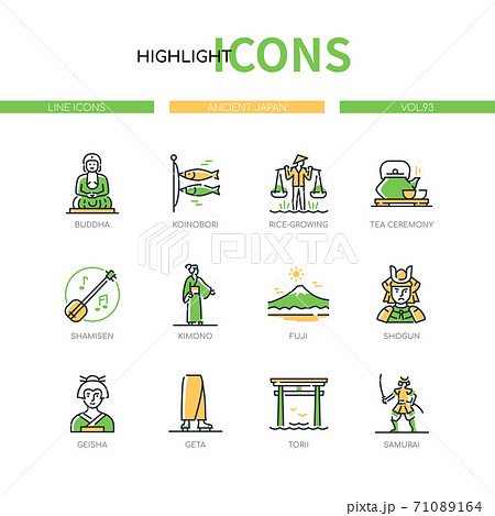Ancient Japan - modern line design style icons set Ancient Japan - modern line design style icons set 71089164