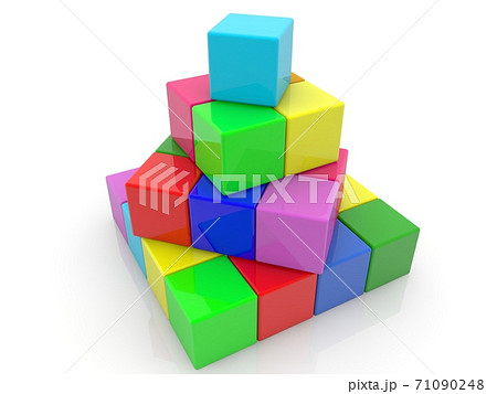 Abstract colorful toy cubes pyramid 71090248