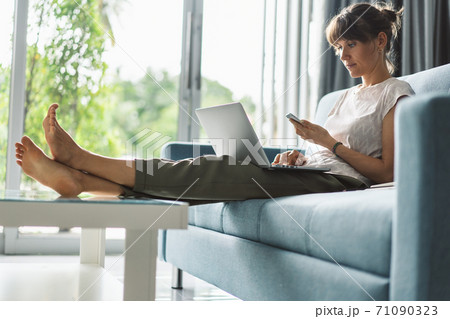 Woman working from home 71090323