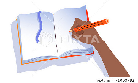 Top view illustration of hands writing in notebook Top view illustration of hands writing in notebook 71090792