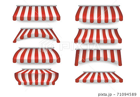 Realistic Detailed 3d Sunshade Outdoor Awnings Set. Vector 71094589