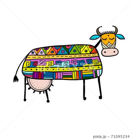 Funny cow, sketch for your design Funny cow, sketch for your design 71095234