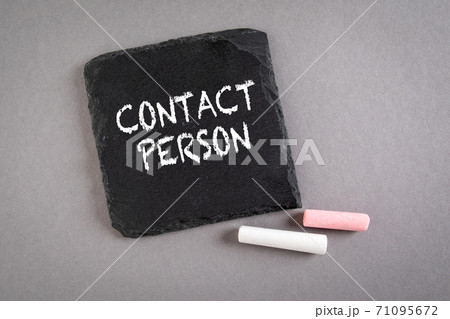 CONTACT PERSON. Health or Business concept. Text on a stone surface 71095672