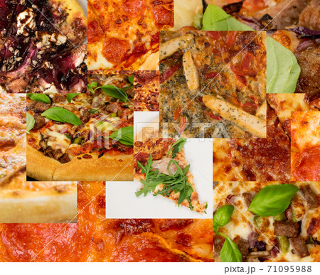 Pizza Food Collage, Various Pepperoni Collection Mix 71095988