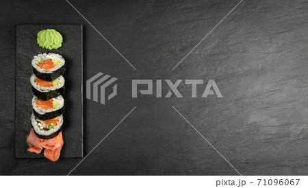 Futomaki Philadelphia Sushi Rolls Top View Isolated 71096067