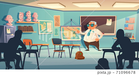 Teacher train children history in school classroom 71096678